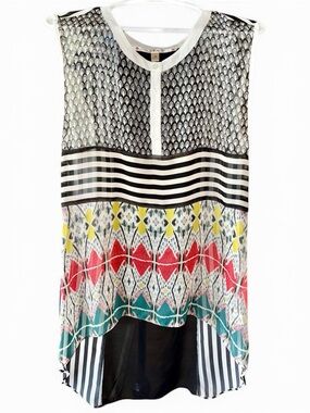 Chelsea & Violet Sleeveless High Low Sheer Tunic Top, Size Small